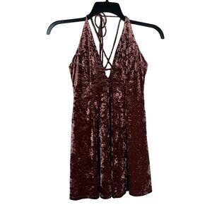 Astr The Label Mini Dress Women's Small Copper 90's Velvet Babydoll‎ Nostalgic